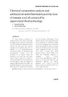 Chemical composition analysis and antibacterial-Antiinflammatoryactivity tests of tamanu seed oil extracted by supercritcial fluid technology - Nguyen Huu Hieu