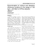 Determination of relative and absolute efficiency functions in the range of 122 keV ÷ 8.5 MeV of HPGe detector - Nguyen An Son