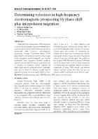 Determining velocities in high frequency electromagnetic prospecting by phase shift plus interpolation migration - Nguyen Thanh Van