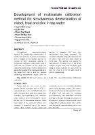 Development of multivariate calibration method for simultaneous determination of nickel, lead and zinc in tap water - Huynh Minh Chau