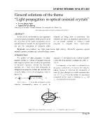 General solutions of the theme “Light propagation in optical uniaxial crystals” - Truong Quang Nghia