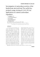 Investigation of antioxidant activity of the hydrolysate derived from Tra catfish byproducts using Alcalase® 2.4 L FG for application as a natural antioxidant ingredient - Tam Dinh Le Vo