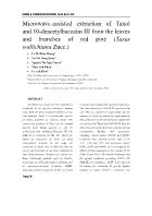 Microwave-Assisted extraction of Taxol and 10-deacetylbaccatin III from the leaves and branches of red pine (Taxus wallichiana Zucc.) - Le Thi Kim Phung