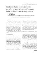 Synthesis of zinc hydroxide nitrate complex by a sol-Gel method for use as foliar fertilizers – a scale up approach - Le Tu Chau