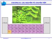 Bài giảng Hóa vô cơ A - Chương IX: Các nguyên tố chuyển tiếp - Nguyễn Văn Hòa