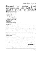 Biological test against breast adenocarcinoma cells (MCF-7) of acylated products of 3-methyl-4 thiorhodanine