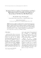 Cological services analysis: some evidences and policy implications for socio- Economic development of ecosystems of Việt Trì city, Phú Thọ province - Phan Thị Kiều Trang