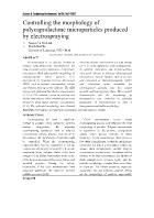 Controlling the morphology of polycaprolactone microparticles produced by electrospraying