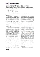 Sonication pretreatment of sludge: preliminary study of operation parameters