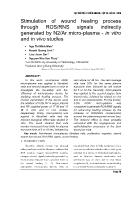 Stimulation of wound healing process through ROS/RNS signals indirectly generated by N2/AR Micro-plasma - In vitro and In vivo studies