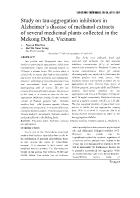 Study on tau-Aggregation inhibitors in Alzheimer’s disease of methanol extracts of several medicinal plants collected in the Mekong Delta, Vietnam