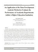 An Application of the Data Envelopment Analysis Method to Evaluate the Performance of Academic Departments within A Higher Education Institution - Nguyen Hoang Oanh