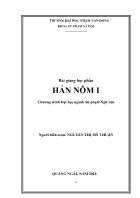 Bài giảng Hán nôm I - Nguyễn Thị Mỹ Thuận