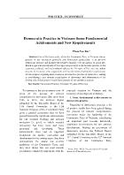 Democratic Practice in Vietnam Some Fundamental Achivements and New Requirements