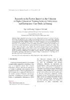 Research on the Factors Impact on the Cohesion in Higher Education Training between Universities and Enterprises: Case Study in Danang - Ngo Anh Hoang