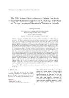 The 2016 National Matriculation and General Certificate of Secondary Education English Test: A Challenge to the Goal of Foreign Languages Education in Vietnamese Schools - Hoang Van Van