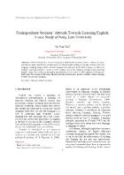 Undergraduate Students’ Attitude Towards Learning English: A case Study at Nong Lam University - Vo Van Viet