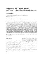 Institutional and Cultural Barriers to Women’s Political Participation in Vietnam - Tran Thi Minh Thi