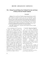 Pre - Dong Son and Dong Son Cultural System and Issue of Early State in North Vietnam