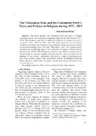 The Vietnamese State and the Communist Party’s Views and Policies on Religions during 1975 - 2015