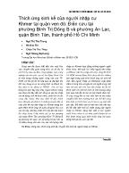 Thích ứng sinh kế của người nhập cư Khmer tại quận ven đô: Điển cứu tại phường Bình Trị Đông B và phường An Lạc, quận Bình Tân, thành phố Hồ Chí Minh