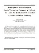 Employment transformation in the Vietnamese economy in light of the lewis-fei-ranis growth model of a labor-abundant economy