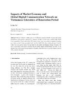 Impacts of market economy and global digital communication network on Vietnamese literature of renovation period