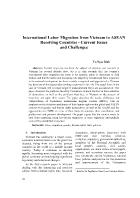 International labor migration from Vietnam to Asean receiving countries - Current issues and challenges