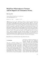 Rich-poor polarisation in Vietnam and its impacts on Vietnamese society