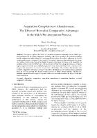 Acquisition completion or abandonment: The effect of revealed comparative advantage in the M&A pre-Integration process