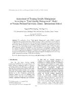 Assessment of training quality management according to 