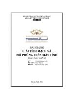 Bài giảng Giải tích mạch và mô phỏng trên máy tính - Trương Quang Sanh