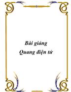 Bài giảng Quang điện tử (Mới nhất)