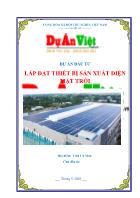 Dự án đầu tư Lắp đặt thiết bị sản xuất điện mặt trời