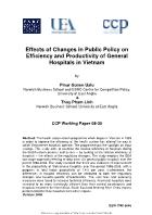 Effects of changes in public policy on efficiency and productivity of general hospitals in Vietnam