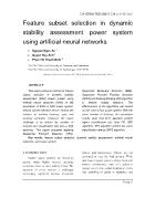 Feature subset selection in dynamic stability assessment power system using artificial neural networks