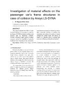 Investigation of material effects on the passenger car’s frame structures in case of collision by Ansys LS-DYNA