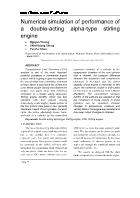 Numerical simulation of performance of a double-acting alpha-type stirling engine