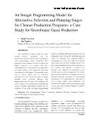 An integer programming model for alternative selection and planning stages for cleaner production programs: A case study for greenhouse gases reduction