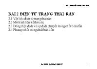 Bài giảng Kỹ thuật điện tử - Bài 2: Điện tử trạng thái rắn