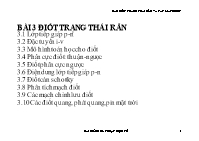 Bài giảng Kỹ thuật điện tử - Bài 3: Điốt trạng thái rắn và các mạch điốt