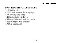 Bài giảng Kỹ thuật điện tử - Bài 4: Tranzito lưỡng cực