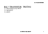 Bài giảng Kỹ thuật điện tử - Bài 5: Tranzito trường