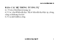 Bài giảng Kỹ thuật điện tử - Bài 6: Các hệ thống tương tự