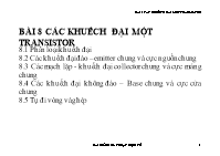 Bài giảng Kỹ thuật điện tử - Bài 8: Các khuếch đại một tranzito