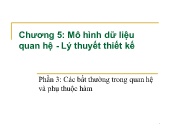 Bài giảng Kỹ thuật phần mềm - Chương 5: Mô hình dữ liệu quan hệ. Lý thuyết thiết kế