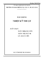 Bài giảng Nhiệt kỹ thuật  - Trần Thị Trà My & Ngô Thị Kim Uyển  & Lê Anh Tuyến