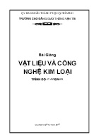 Bài giảng Vật liệu và công nghệ kim loại (Trình độ: Cao đẳng)