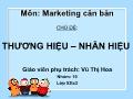 Bài giảng Marketing căn bản - Chủ đề: Thương hiệu – nhãn hiệu - Vũ Thị Hoa