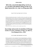 Kiến thức, thực hành dinh dưỡng của bà mẹ có con dưới 5 tuổi người H'Mông tại một số xã thuộc huyện Bảo Lạc, tỉnh Cao Bằng năm 2014